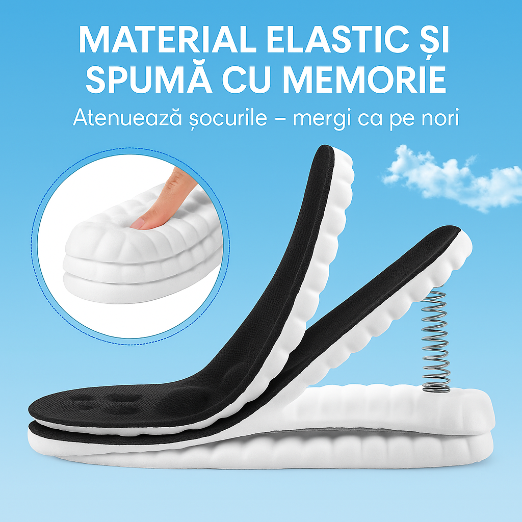 Talpa ortopedica Yetistep 4D cloud pentru barbati si femei – spuma cu memorie, ultra moi, anti-oboseala, cu absorbtie a socurilor si ameliorarea durerilor de picioare